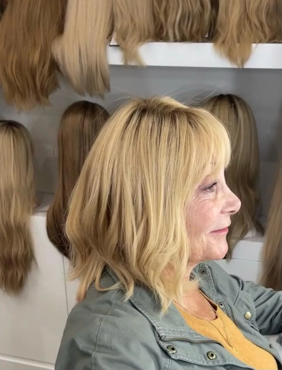 12" Divine Lace Top Wig Golden Blonde w/ Bangs - Image 2