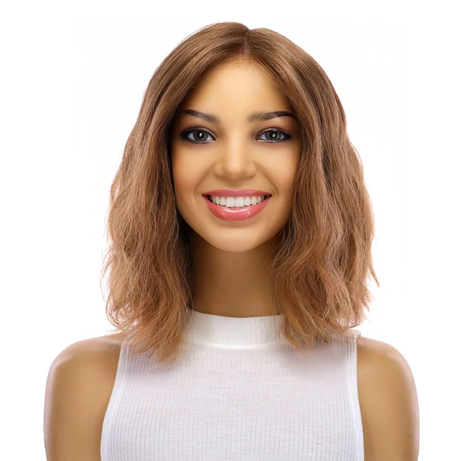 12" Divine Luxe Lace Top Wig #12 Warm Light Brown Wavy - Image 2