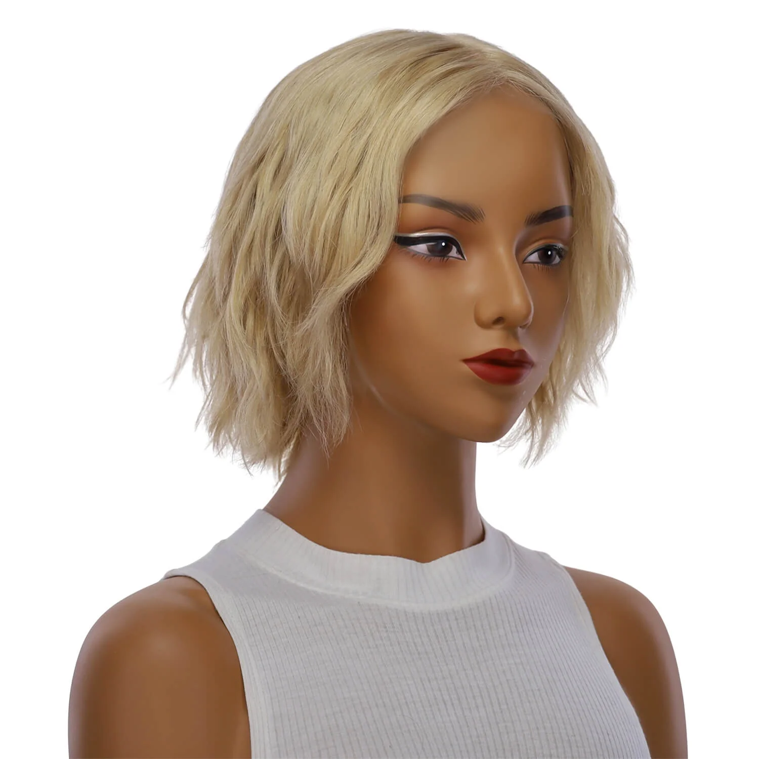12" Halle Silk Top Wig Golden Blonde w/ No Rooting Wavy
