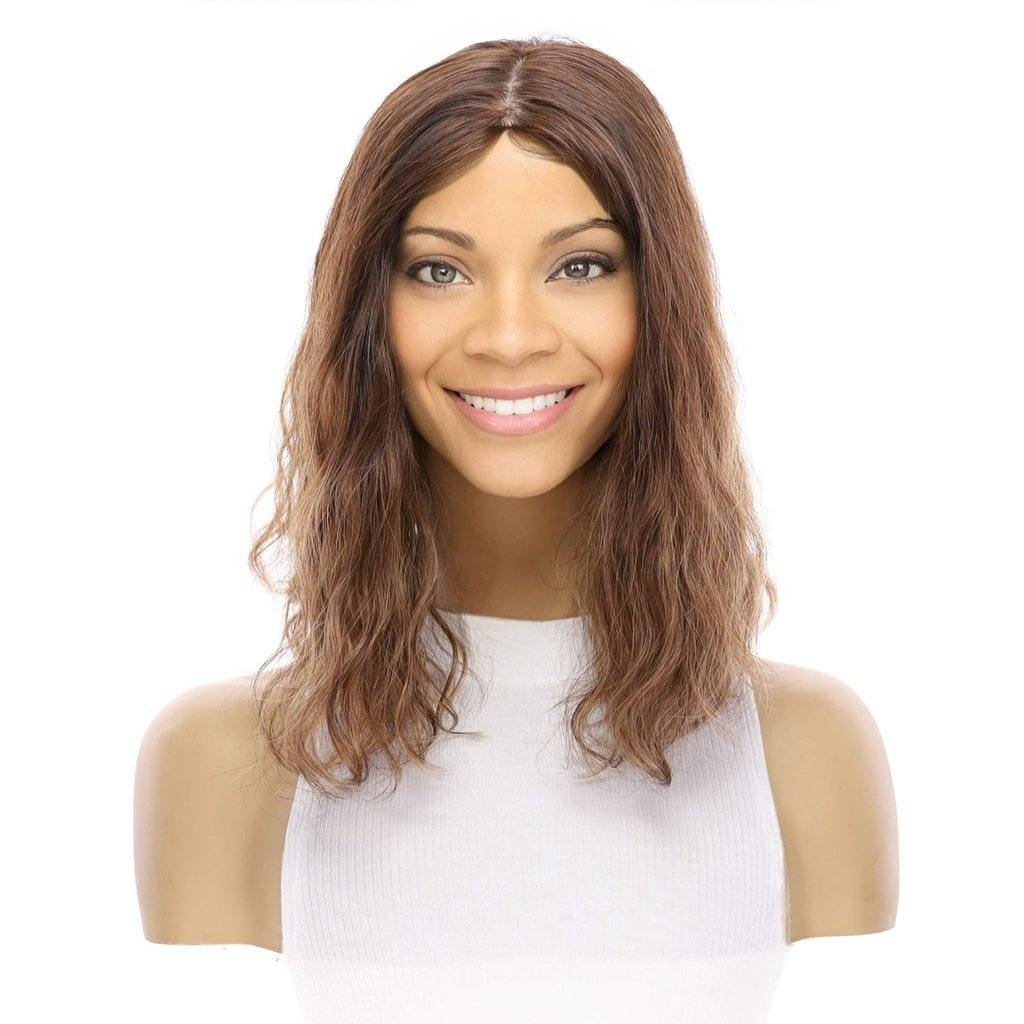14" Emerald Silk Top Topper Medium Brown Balayage Wavy - Image 2