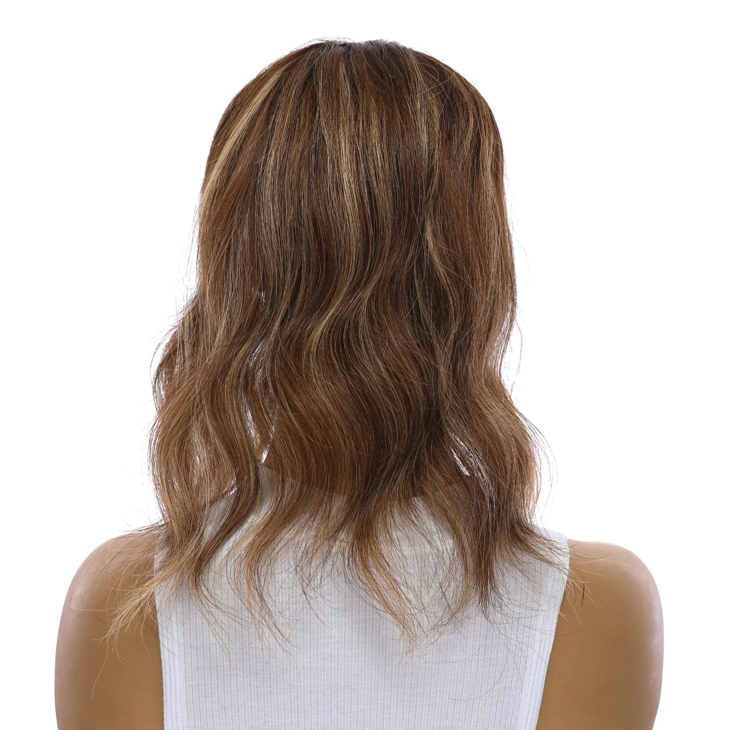 14" Emerald Silk Top Topper Medium Brown w/ Highlights - Image 3
