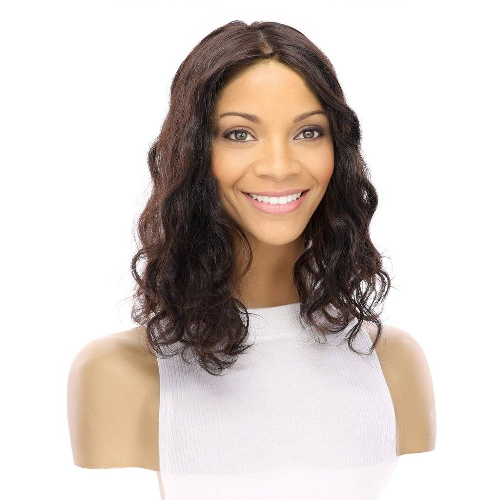 14" Emerald Silk Top Topper Natural Black Wavy