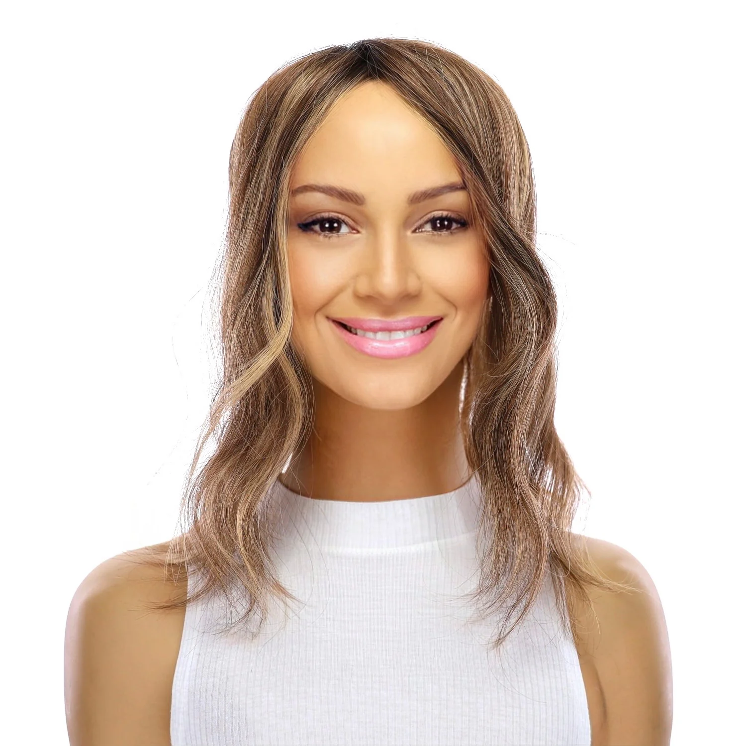 14" Topaz Lace Top Topper Medium Brown w/ Highlights - Image 2