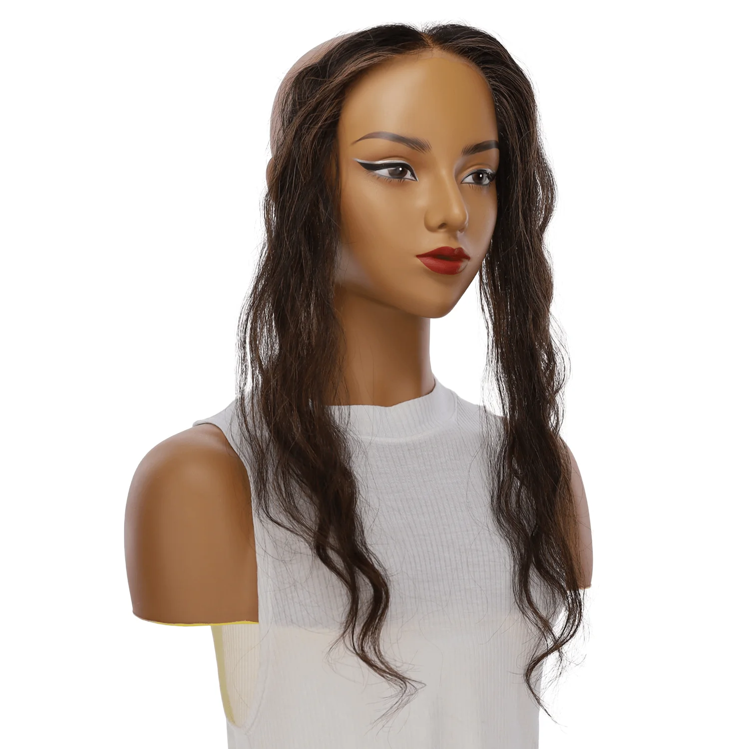16" Hairline Topper #Soft Black w/ Highlights Wavy