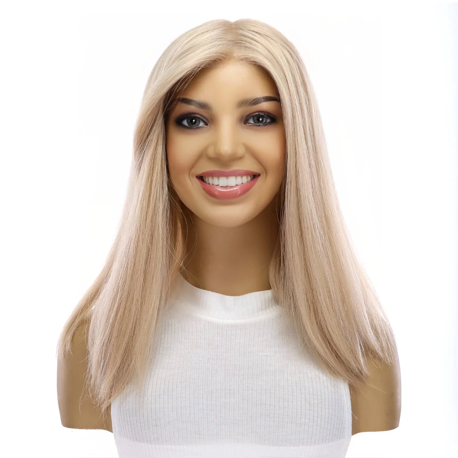 16" Princess Silk Top Wig Beige Blonde w/ No Rooting - Image 2