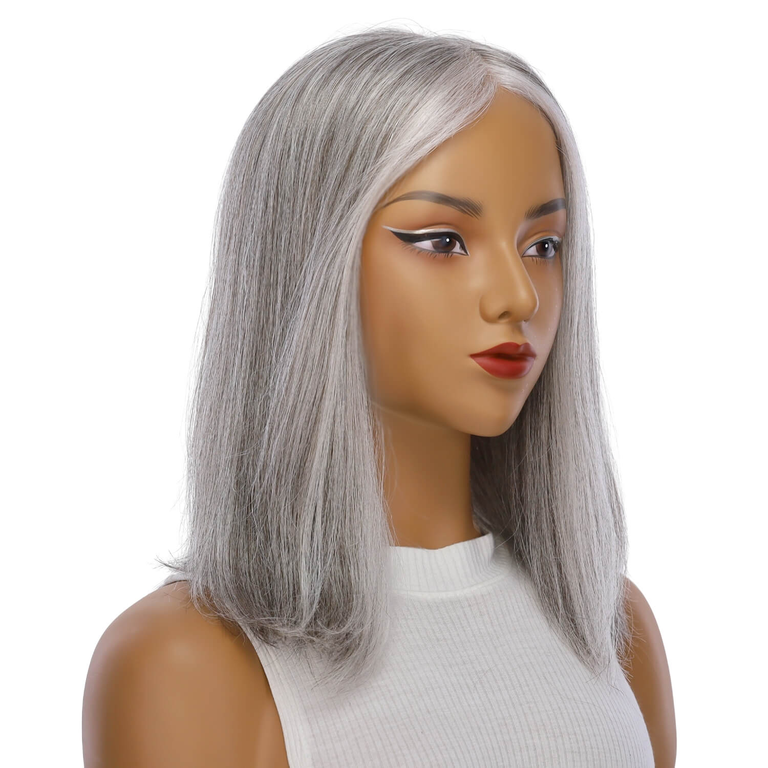 16" Princess Silk Top Wig Silver Fox