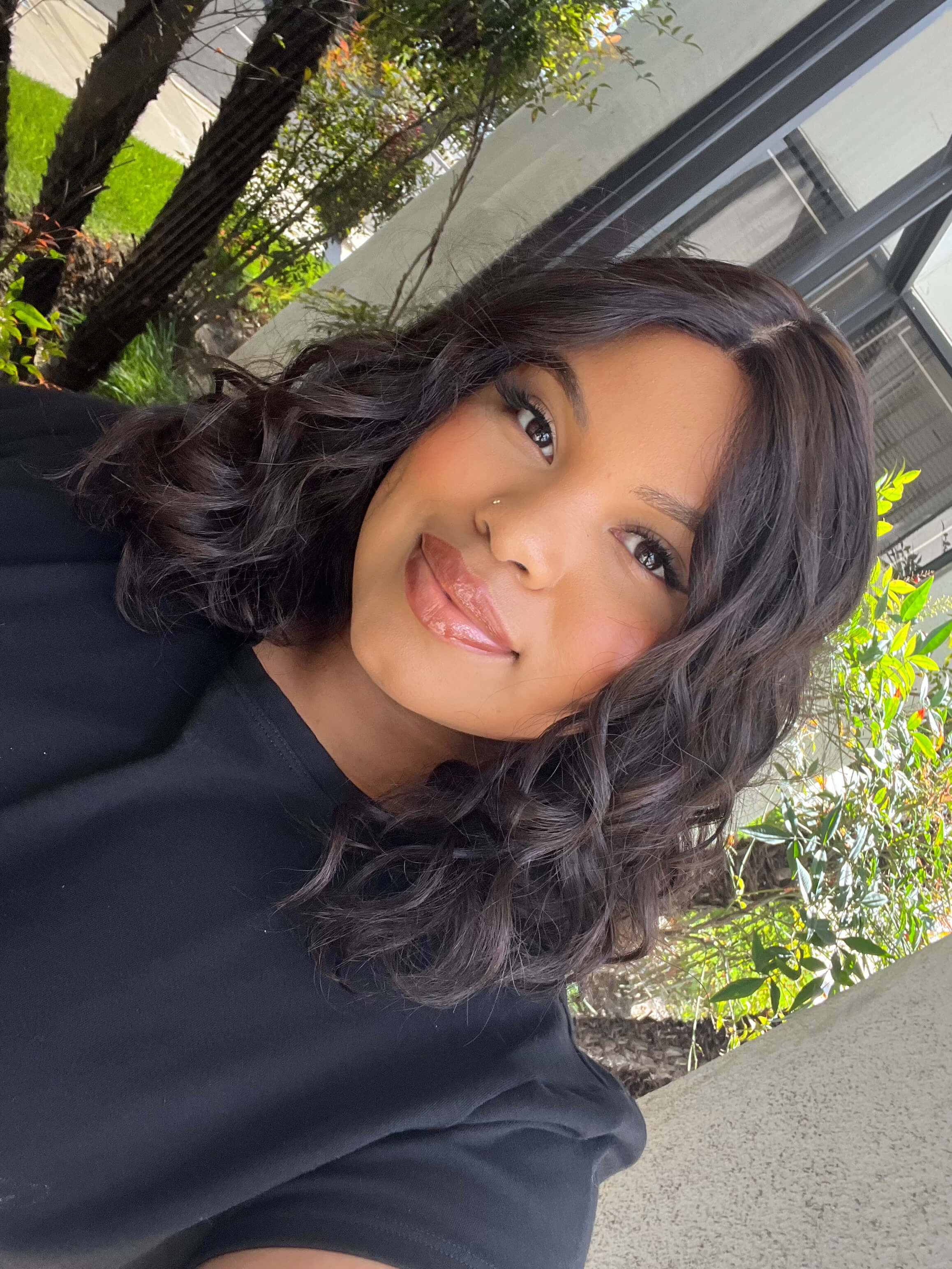 16" Princess Silk Top Wig Soft Black Wavy - Image 3