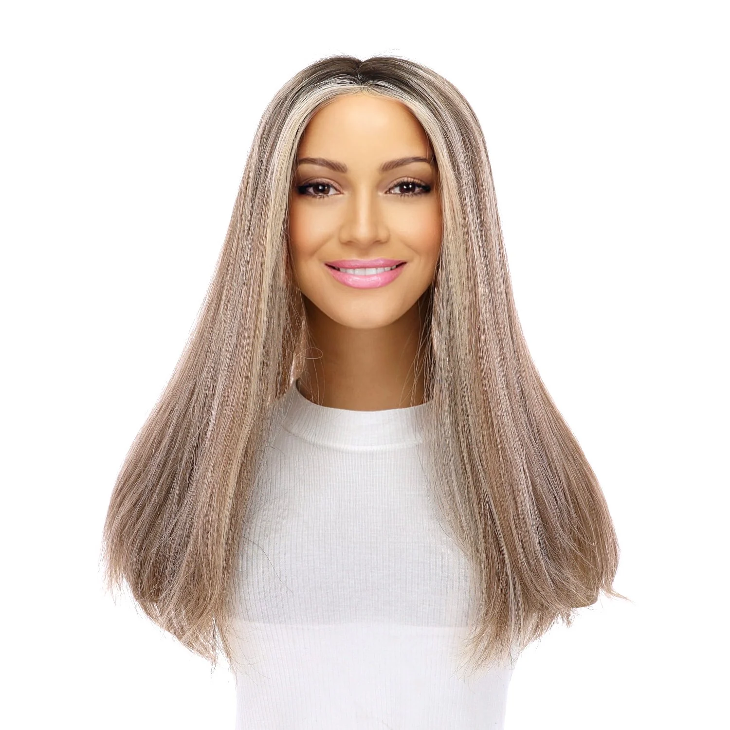 18" Emerald Silk Top Topper Ashy Blonde with Highlights - Image 2