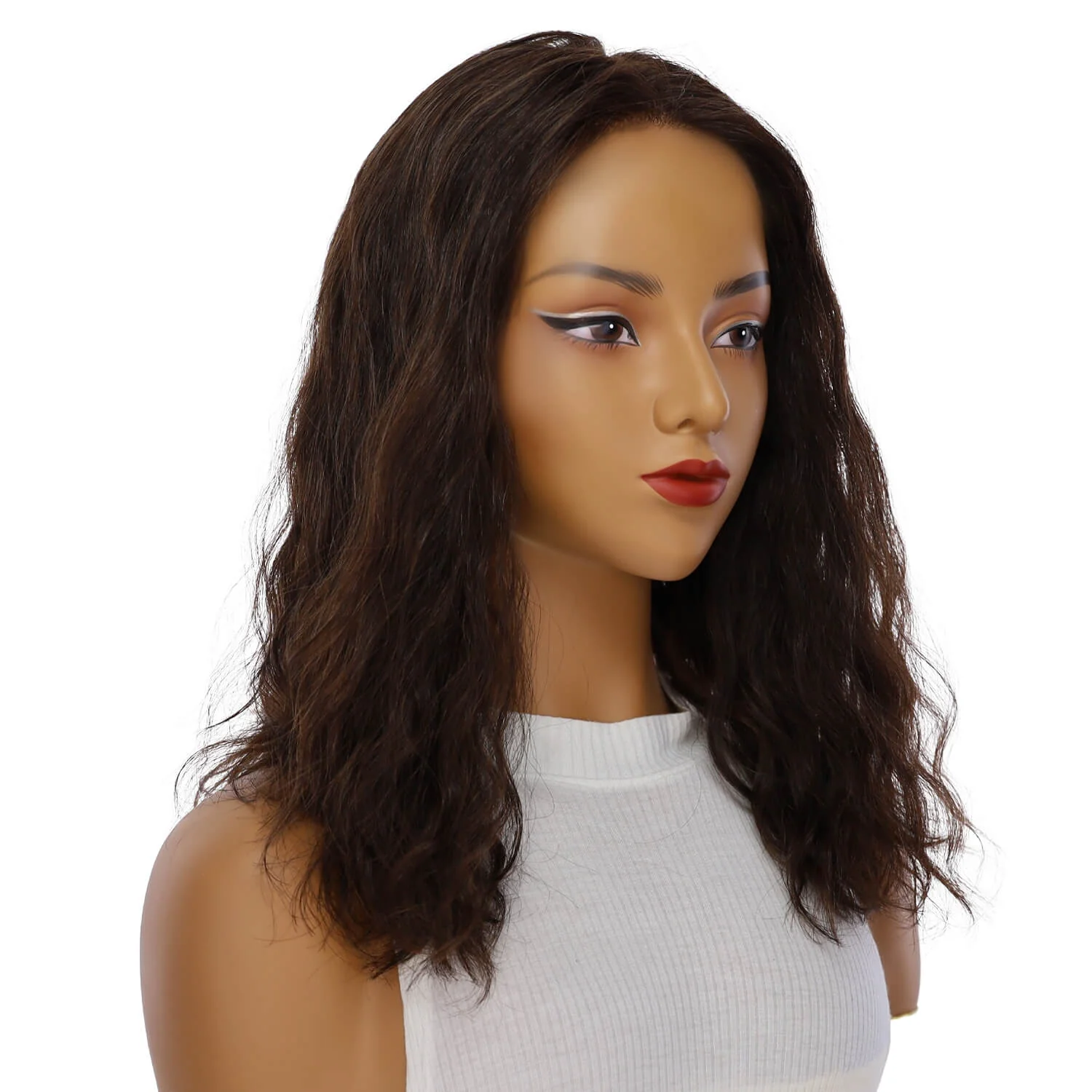 18" Princess Silk Top Wig Dark Brown Wavy