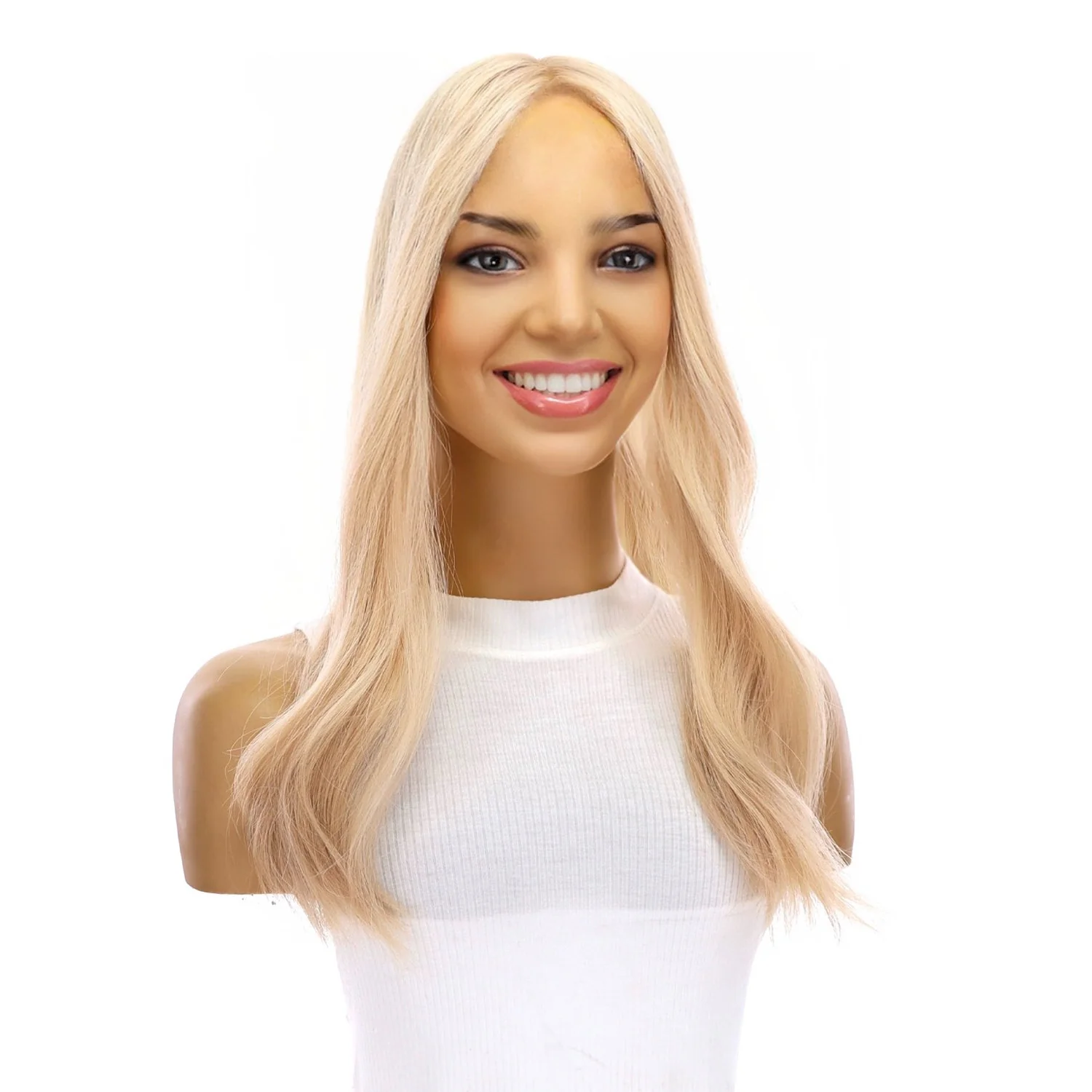 20" Diamond Mono Top Topper Beige Blonde w/ No Rooting