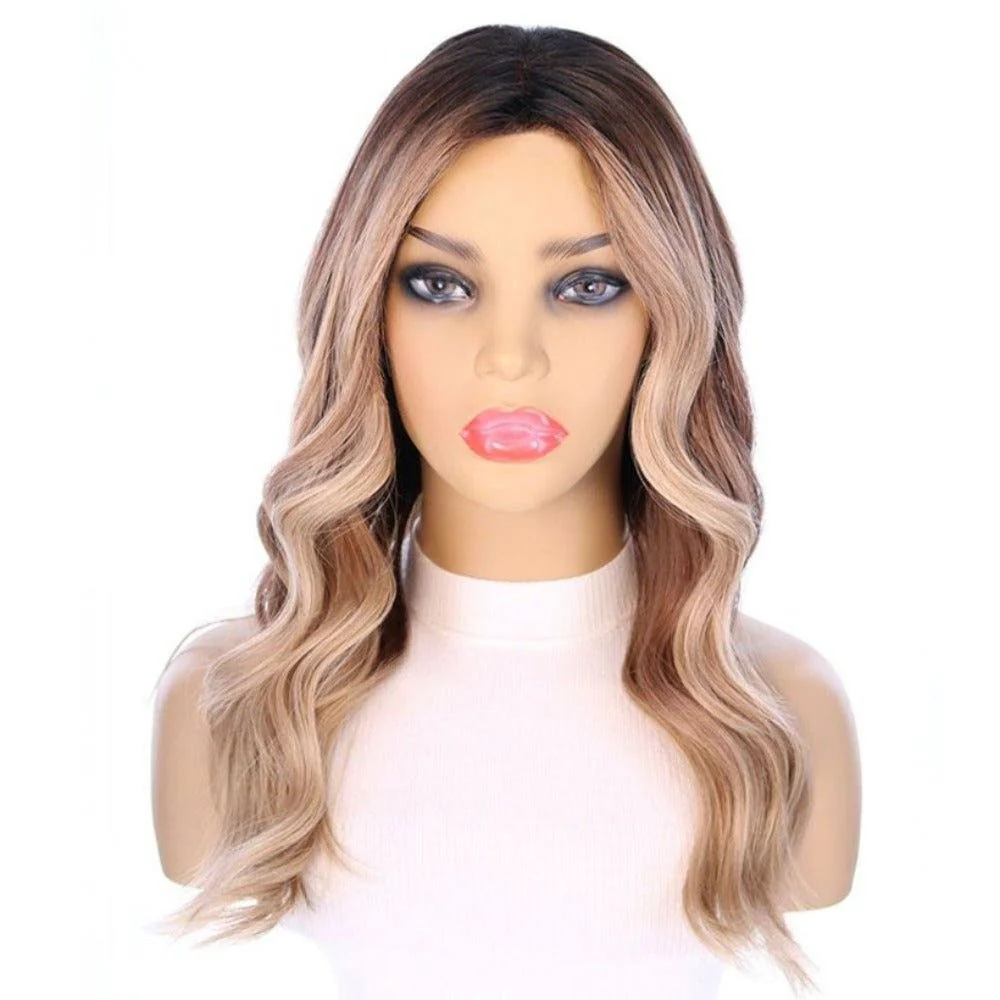 22" Ponytail Silk Part Wig Ash Blonde w/ Reverse Balayage - Image 2