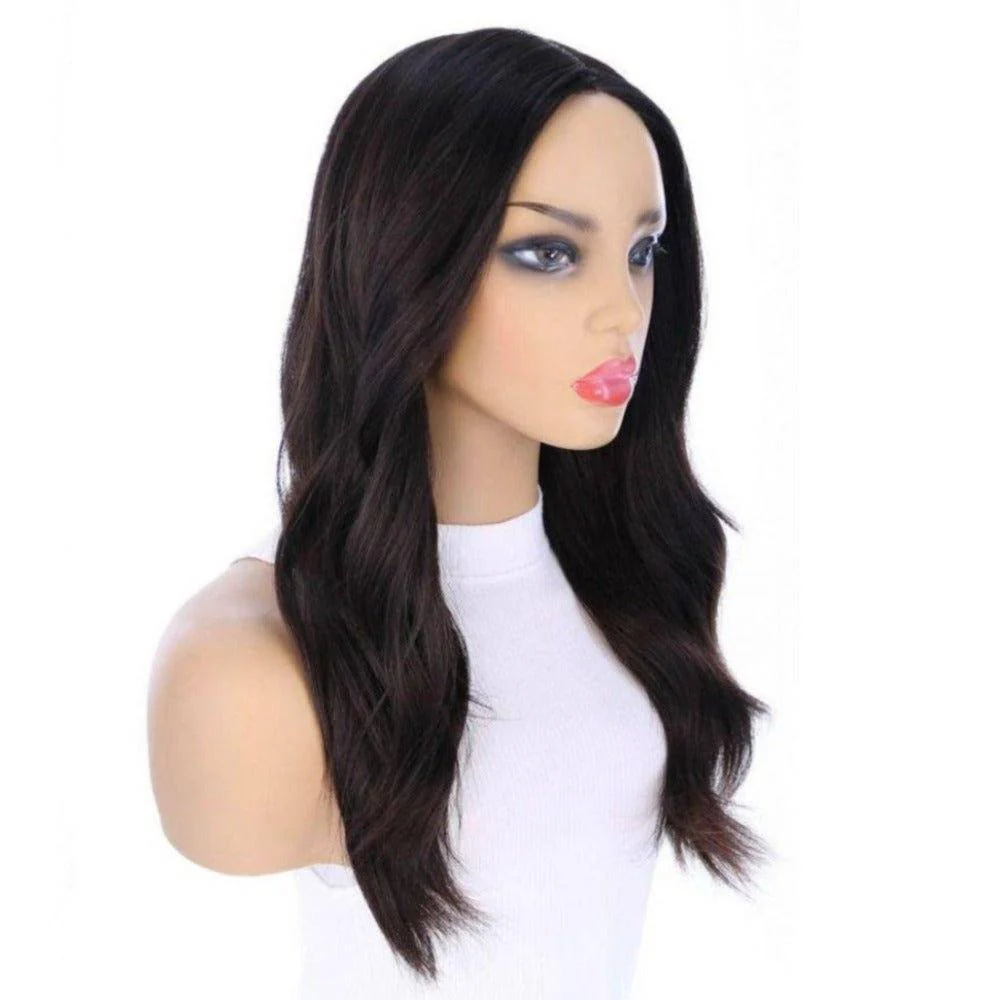 22" Ponytail Silk Part Wig Soft Black - Image 2