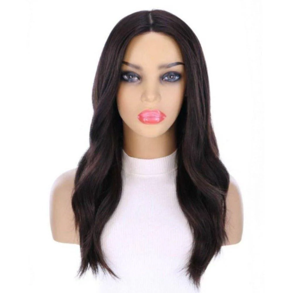 22" Ponytail Silk Part Wig Soft Black - Image 3