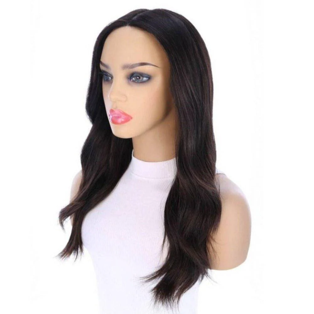 22" Ponytail Silk Part Wig Soft Black - Image 5