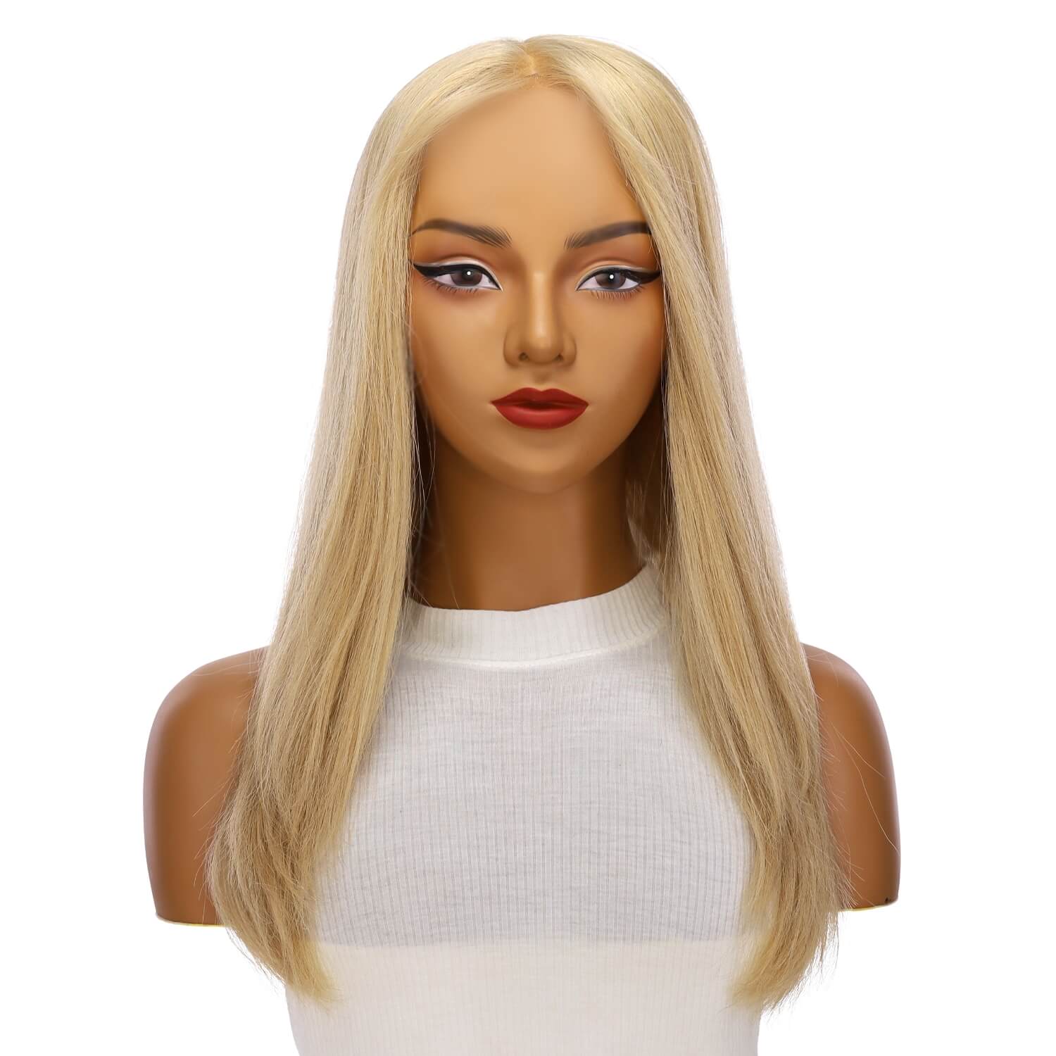 22" Ponytail Silk Part Wig Golden Blonde w/ No Rooting - Image 2