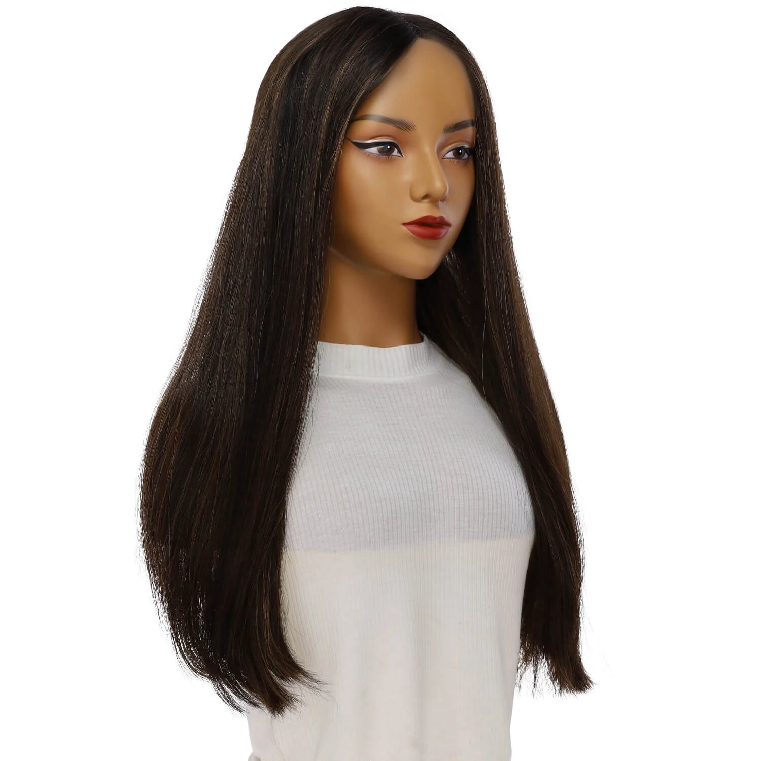 24" Divine Lace Top Wig Soft Black w/ Highlights