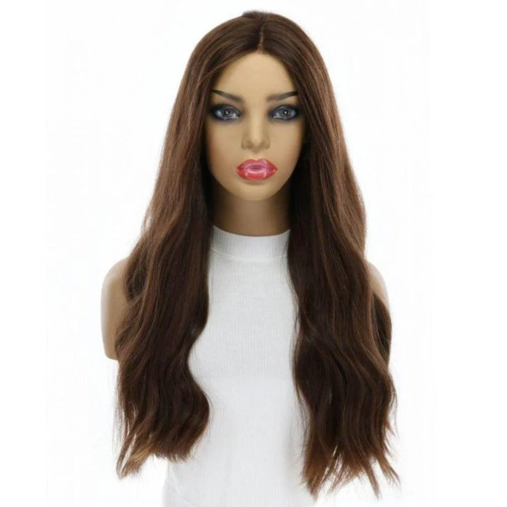24" Divine Luxe Lace Top Wig #Medium Brown w/ Highlights - Image 2
