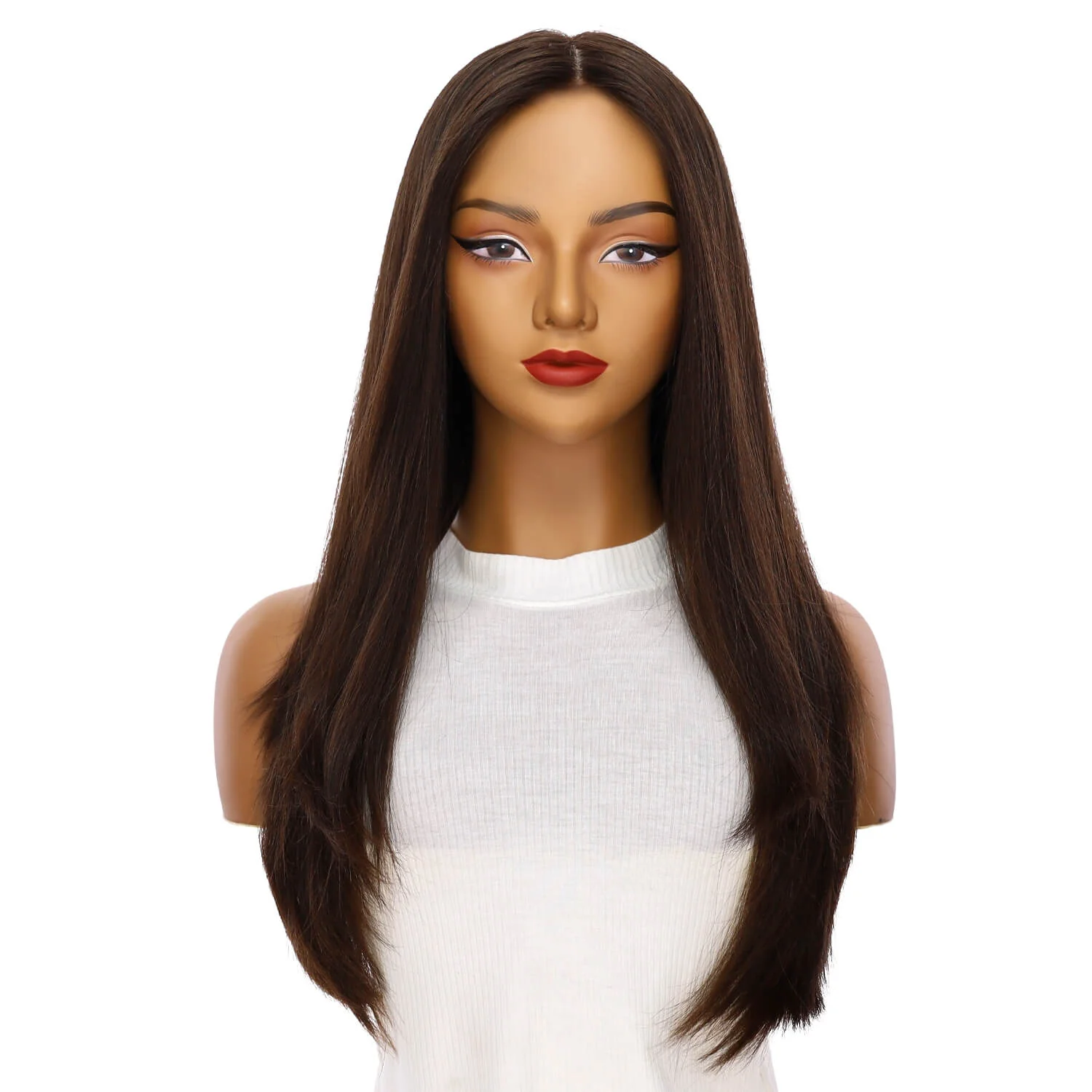 24" Luxe Silk Top Wig #5 Warm Dark Brown - Image 2