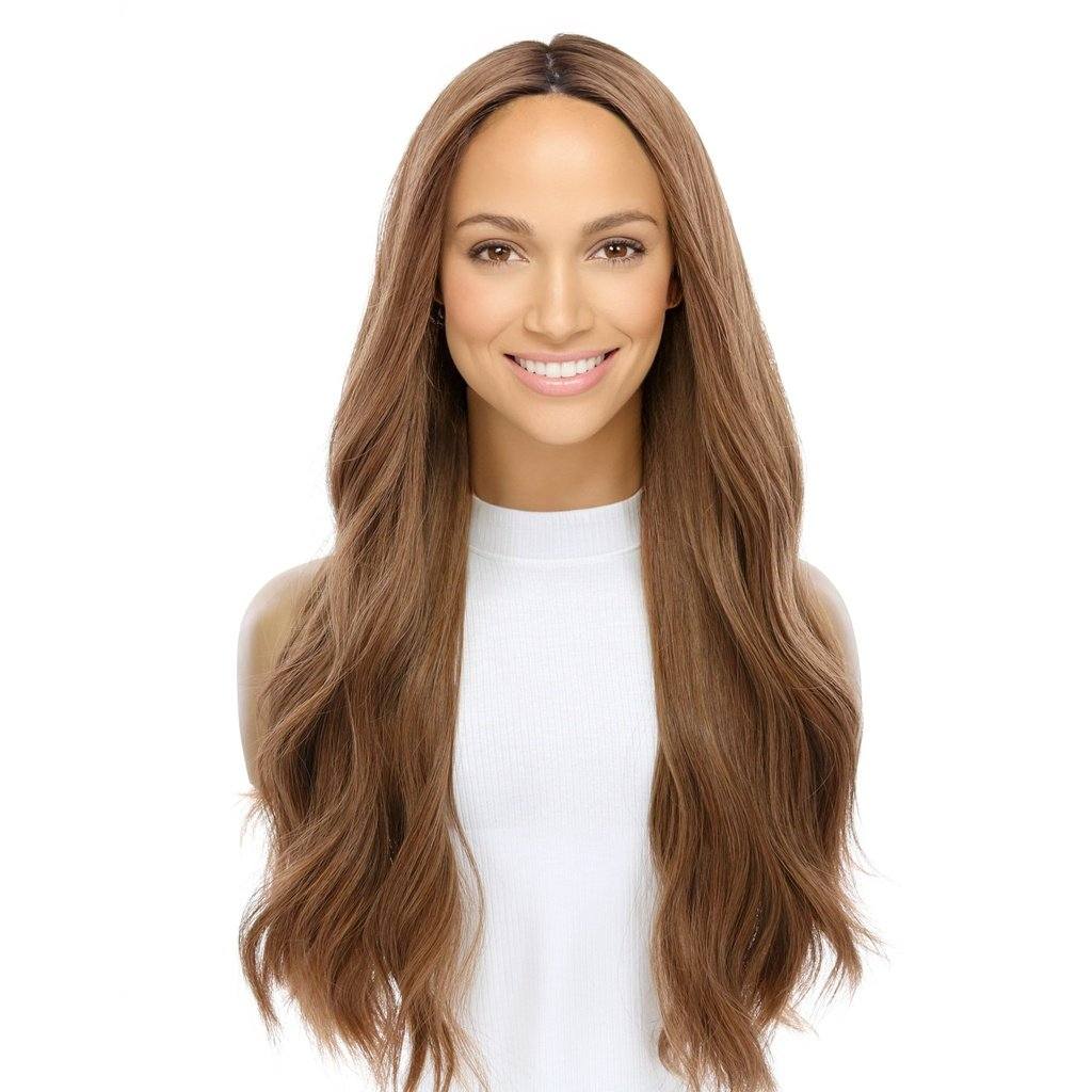 26" Amber Silk Top Wig Strawberry Blonde w/ Rooting - Image 2