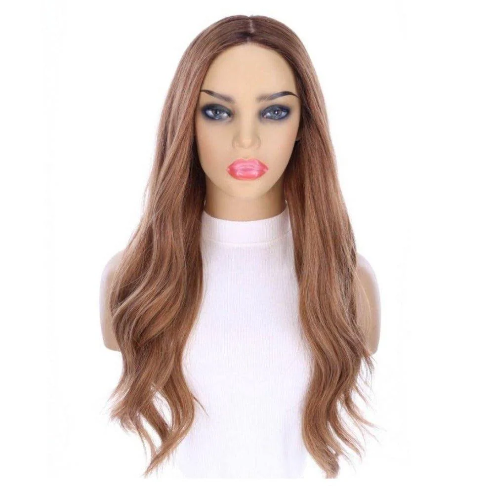 26" Ponytail Silk Top Wig Strawberry Blonde w/ Partial Rooting - Image 2